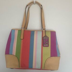 Coach Hampton Weekend Multicolor Striped Tote - NWOT!!